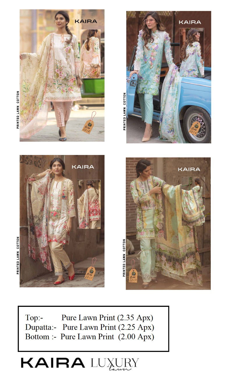 Kf Kaira Luxury Lawn Karachi Latest Fancy Party Wear Pure Lawn print Dress Materials Collection